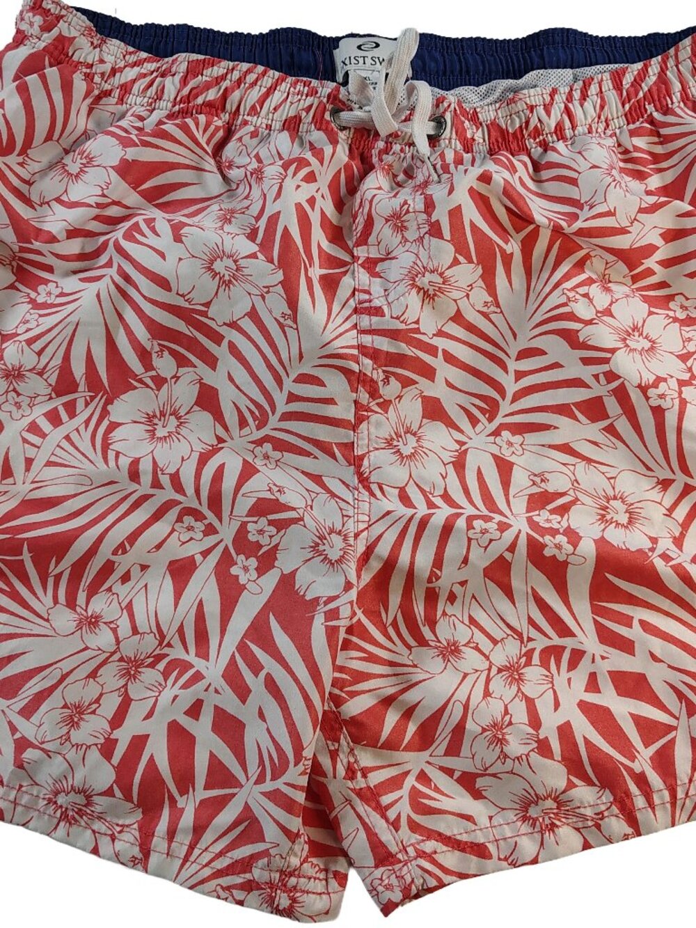 Men's 4XL Peach & White Floral Designed Athletic Exist Swim Shorts